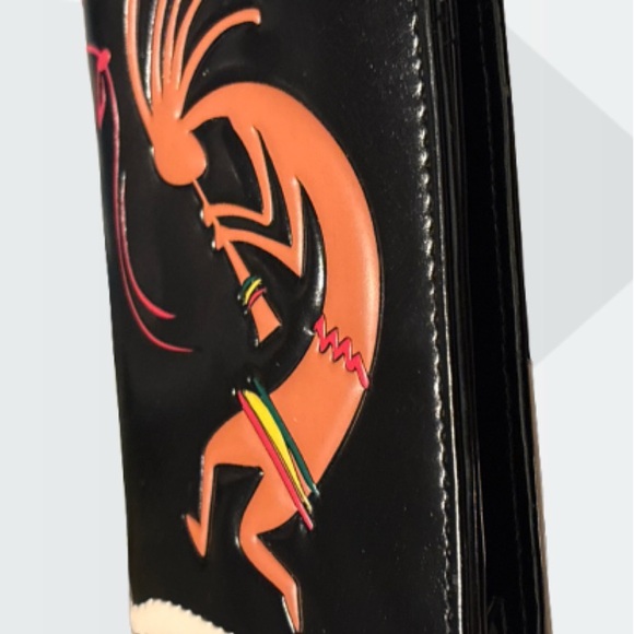 2/$30 Kokopelli Black Leather Wallet - Picture 4 of 7